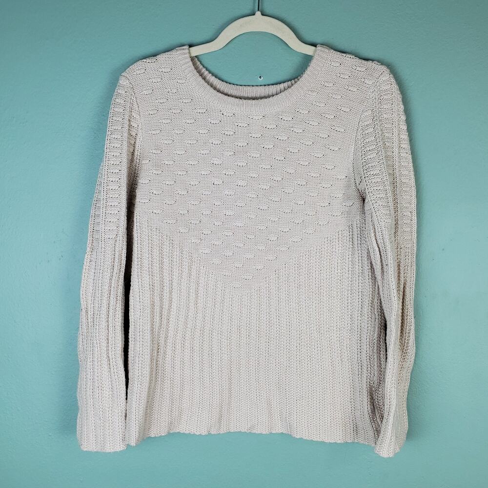 41 Hawthorn Poppi Texture Cream Neutral Crew Neck Pullover Sweater Size Small